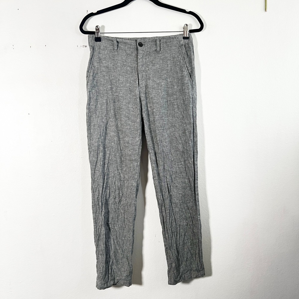 Uniqlo Linen Blend Pants Mens‎ Small Grey Straight Leg Casual Summer
